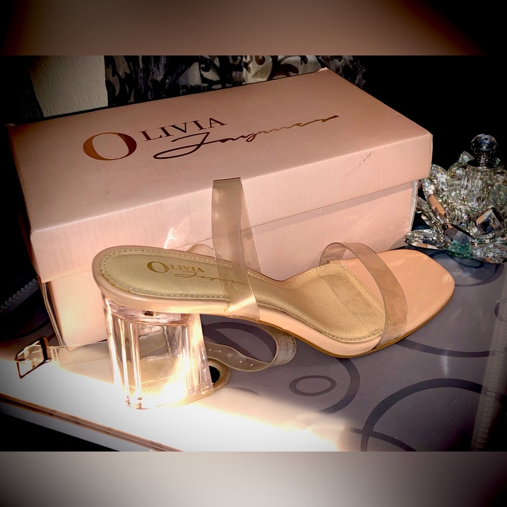 Clear block heels